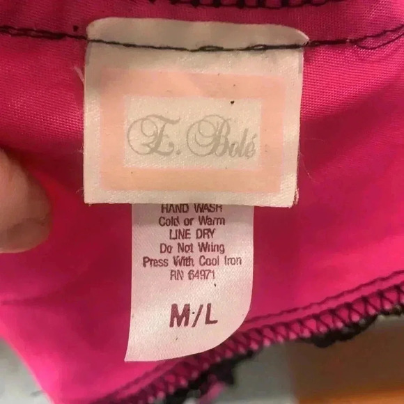 Vintage E. Bole 80’s neon pink black lace garter belt - Picture 11 of 13